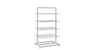 Gondole de magasin à roulettes avec tablettes en verre - Hauteur 128 cm