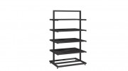 Gondole de magasin à roulettes avec tablettes métalliques - Hauteur 128 cm