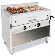 Grill à pierre de lave professionnel avec meuble ouvert