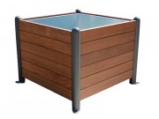 Jardinière bois carré et pieds acier