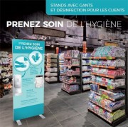 Kakemono distributeur de gel et de gants jetables