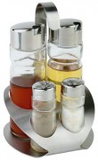 Ménagère 4 pièces: sel, poivre, huile, vinaigre