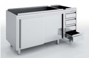 Meuble avec portes et tiroirs en inox