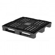 Palette plastique - L.1140 x l.1140 x H.150 mm - Plateau ajouré - 3 semelles - Charge : 2800 kg - Coloris : Noir