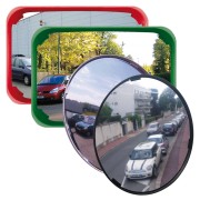 Miroir de surveillance intérieur et extérieur - Visibilité 5 à 20 m - Vision 90° - Dim. ?400 à ?800 mm ou L600 x l400 mm