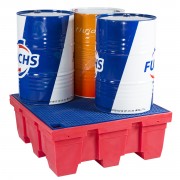 Palette de rétention plastique pour 4 fûts