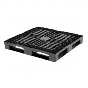Palette plastique - L.1140 x L.1140 x H.150 - Plateau ajouré - 6 semelles - Charge : 6200 kg - Coloris : Noir