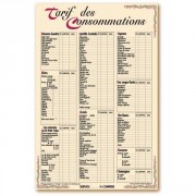 Panneau affichage des prix de consommations