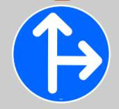 Panneau au sol adhésif flèche de direction haut et droite