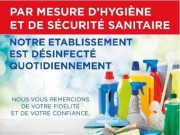 Panneau d'information établissement désinfecté