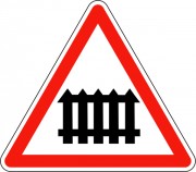 Panneau signalant un passage à niveau muni de barrières A7