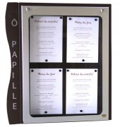 Porte menu mural pour extérieur 4 pages