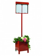 Porte menu sur pied sur jardinière