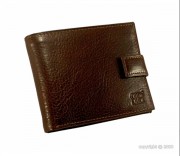 Portefeuille avec languette en cuir marron