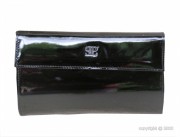 Portefeuille en cuir vernis noir pour femme