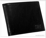 Portefeuille noir en cuir de vachette
