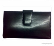 Portefeuille pour femme cuir noir avec languette