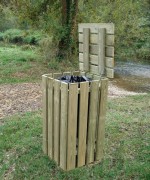 Poubelle carrée en bois avec couvercle