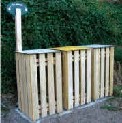 Poubelle carrée tri sélectif en bois