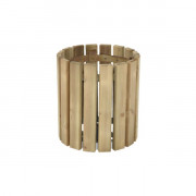 Poubelle d'extérieur cylindrique en bois
