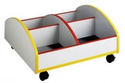Bacs à albums bas sur roulettes - 4 cases - 25 albums - L.640 x H.305 x P.640 mm - Panneaux particules mélaminé