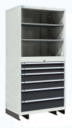 Rayonnage à tiroirs modulaire TM - Tôle d’acier - 2 rayons - 6 tiroirs (75kg) - H.2100 x L.805 x P.695 mm