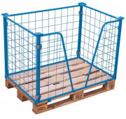 Rehausses palettes grillagées – Côtés fermés avec 1 côté en encoche V - 750 kg ou 1000 kg – L.1200 mm x P.800 mm x H.800 mm à 1600 mm