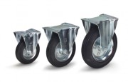 Roulettes fixes à jantes en tôle d'acier