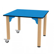 Table carrée 2 pieds sur roulettes