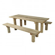 Table de pique nique en bois avec bancs
