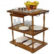 Table de service roulante en bois 3 Plateaux 