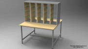 Table de tri avec casiers centraux ouverts