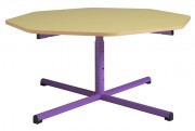 Table maternelle octogonale régable piètement central - T1 à T4 - Diam. 120 cm - Plateau mélaminé ou stratifié