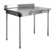 Table en inox à dosseret sur vérins
