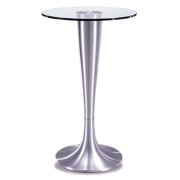 Table haute design en verre trempé