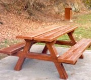 Table pique nique béton imitation bois