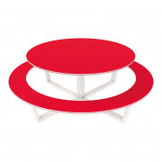 Table pique-nique ronde en bois – 6 places - Hauteur d'assise : 448 mm - Diamètre plateau : 1490 mm - PEHD