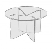 Table ronde piètement croix plexiglas