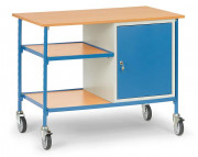 Servante d'atelier mobile - 2 plateaux et 1 placard