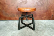 Tabouret de bar 100% cuir véritable - Réglable en hauteur 45 à 53 cm