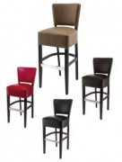Tabouret rembourré à dossier en similicuir