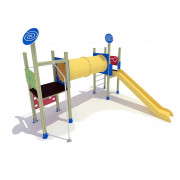 Plateforme de jeux en bois avec toboggan