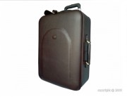 Valise en cuir grainé de coloris brun foncé