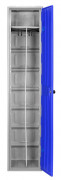 Vestiaire plastique PEHD pour industrie salissante - Tringle pvc et étagère - cloison de séparation - fermeture moraillon - L. 385 x P. 500 x H. 1810 - Gris et bleu