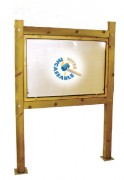 Vitrine d'affichage bois simple poteaux carrés