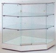 Vitrine comptoir avec 2 étagères en verre