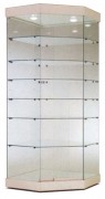 Vitrine d'angle avec 6 étagères en verre