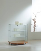 Vitrine d'exposition avec bois en bas à 2 étagères