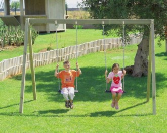 Balançoire en bois 2 sièges pour enfants - Devis sur Techni-Contact.com - 1