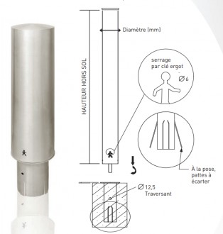 Borne inox tête plate amovible à clé ergot - Devis sur Techni-Contact.com - 2